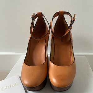 Chloe - leather wedge with ankle strap. Size 37